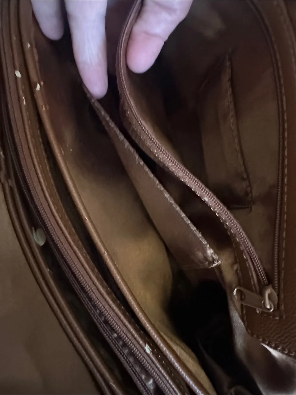 Joy & Iman Caramel Brown Dome Satchel Handbag